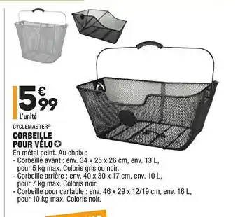 ALDI Corbeille Pour Vélo Cyclemaster offre