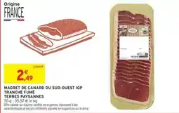 Intermarché Hyper Magret de canard du sud-ouest igp tranché fume terres paysannes offre