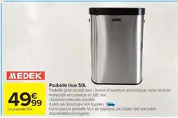 Carrefour Poubelle inox 50L offre