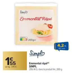Carrefour Market Emmental râpé SIMPL offre