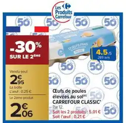 Carrefour Market Oeufs de poules élevées au sol Carrefour Classic offre