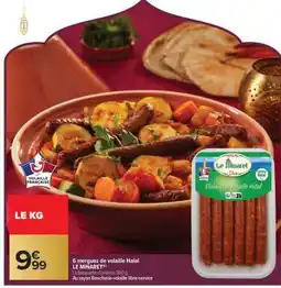 Carrefour Market 6 merguez de volaille Halal LE MINARET offre