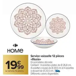 Carrefour Market Service vaisselle 12 pièces Illusia offre