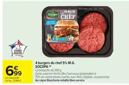 Carrefour Market 4 burgers du chef 5% M.G. SOCOPA offre
