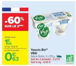 Carrefour Market Yaourts Bio VRAI offre