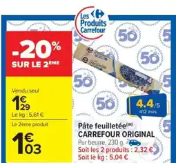 Carrefour Market Pâte feuilletée CARREFOUR ORIGINAL offre
