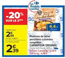 Carrefour Market Pommes de terre persillées cuisinées surgelées CARREFOUR ORIGINAL offre