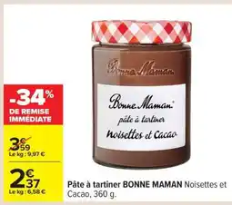 Carrefour Pâte à tartiner BONNE MAMAN Noisettes et Cacao offre