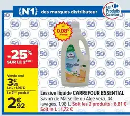 Carrefour Lessive liquide CARREFOUR ESSENTIAL offre