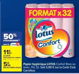 Carrefour PAPIER HYGIÉNIQUE 'LOTUS CONFORT' offre