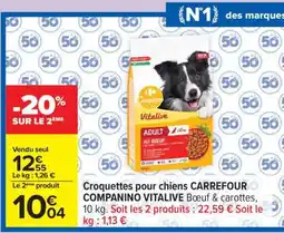 Carrefour Croquettes pour chiens CARREFOUR COMPANINO VITALIVE offre