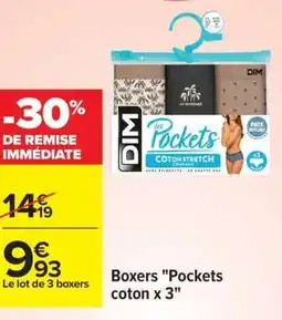 Carrefour Boxers Pockets coton x 3 offre