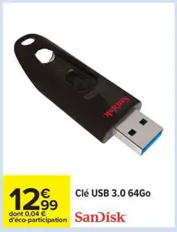 Carrefour Clé USB 3.0 64Go offre