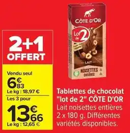 Carrefour Côte d'or - tablettes de chocolat offre