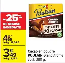 Carrefour Poulain - cacao en poudre offre