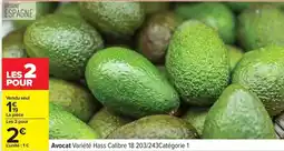Carrefour Avocat variété hass calibre 203/43catégorie 1 offre