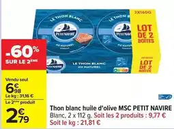 Carrefour Petit navire - thon blanc huile d'olive msc offre
