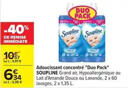 Carrefour Soupline - adoucissant concentré duo pack offre