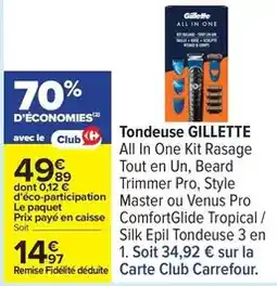 Carrefour Gillette - tondeuse offre