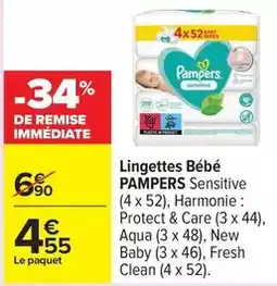 Carrefour Pampers - lingettes bébé offre