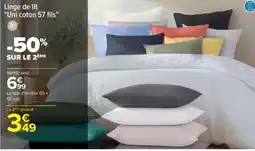 Carrefour Tex - linge de lit uni coton 57 fils offre