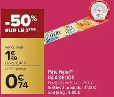 Carrefour Isla délice - pâte halal offre