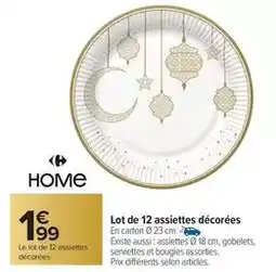 Carrefour Lot de 12 assiettes décorées offre