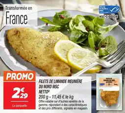 Netto Filets de limande meunière du nord msc netto offre