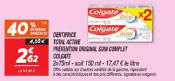 Netto Dentifrice total active prévention original soin complet colgate offre