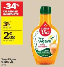 Carrefour Contact Sirop d'agave sunny via offre