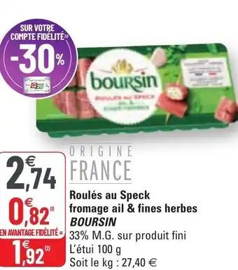 G20 Roulés au speck fromage ail offre