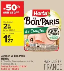 Carrefour Contact Jambon le bon paris herta offre