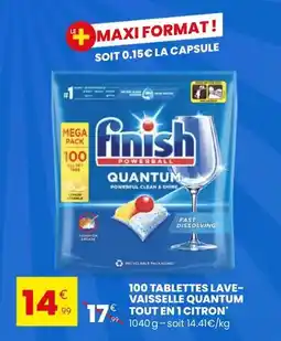 Stokomani Finish - 100 tablettes lave- vaisselle quantum tout en 1 citron offre