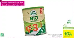 Carrefour Lait en poudre croissance 3 bio carrefour baby bio offre
