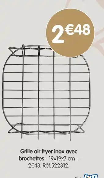 Grille air fryer inox avec brochettes