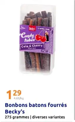 Action Bonbons batons fourrés becky's offre