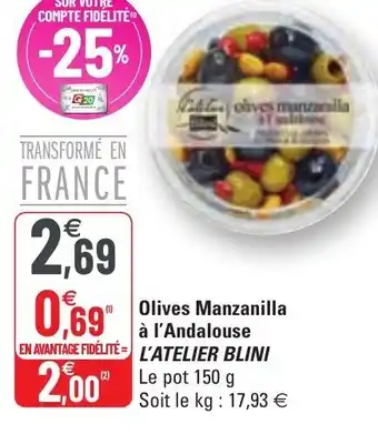 G20 Olives manzanilla à la méditerranéenne offre