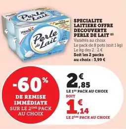 Bi1 Specialite laitiere offre decouverte perle de lait offre