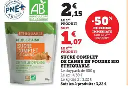 Bi1 Sucre complet de canne en poudre bio ethiquable offre
