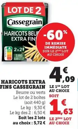 Bi1 Haricots extra fins cassegrain offre