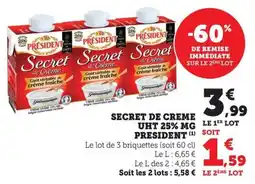 Bi1 Secret de creme uht 25% mg president offre