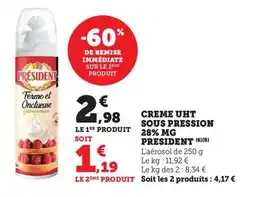 Bi1 Creme uht sous pression 28% mg president offre
