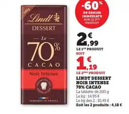 Maximarché LINDT Dessert noir intense 70% cacao offre