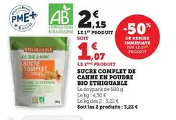 Maximarché ETHIQUABLE Sucre complet de canne en poudre bio offre