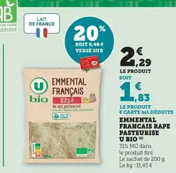 Maximarché Emmental francais rape pasteurise u bio offre