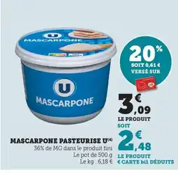 Maximarché U Mascarpone pasteurise offre