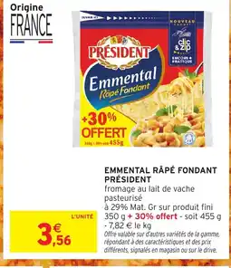 Intermarché Express PRÉSIDENT Emmental râpé fondant offre