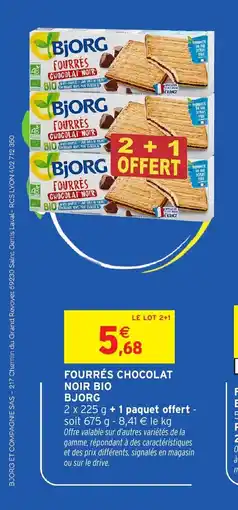 Intermarché Express BJORG Fourrés chocolat noir bio offre