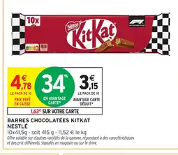 Intermarché Express Barres chocolatées kitkat nestlé offre