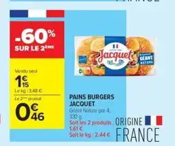 Carrefour Contact JACQUET Pains burgers offre